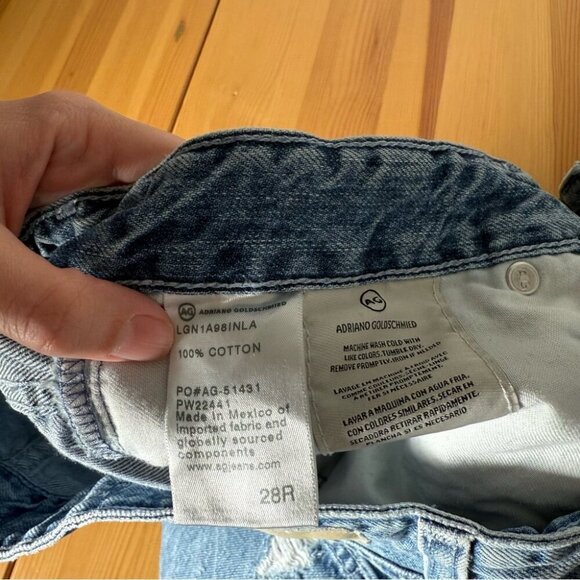 Adriano Goldschmied Knoxx High Rise Baggy Boyfriend Distressed 100% Cotton 28R - Picture 6 of 13